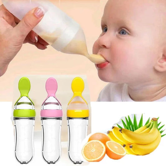 Baby Spoon Feeder Silicone Bottle Feeding (random Color)